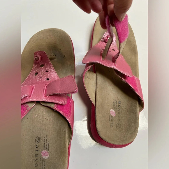 Aravon by New Balance Robin Pink Flip Flop Thong Leather Sandal Sz 11 D - Picture 5 of 9